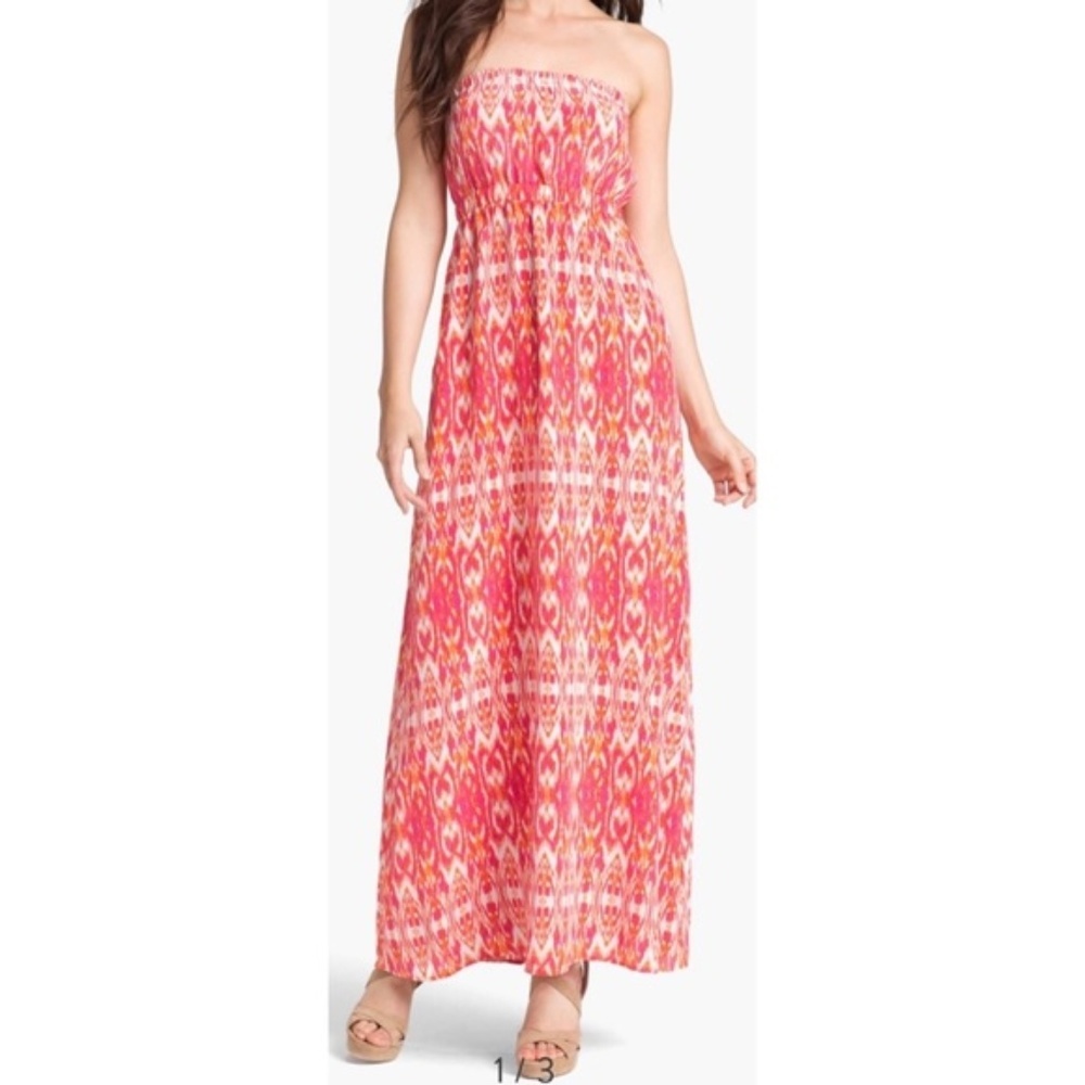 Joie women XS Ruma‎ silk blouson maxi dress cocktail strapless festival Boho